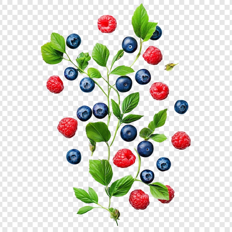 PSD Gratis vibrant berries a delightful arrangement of blueberries and raspberries