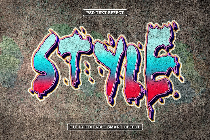 Gratis PSD vibrant graffiti stijl tekst effect