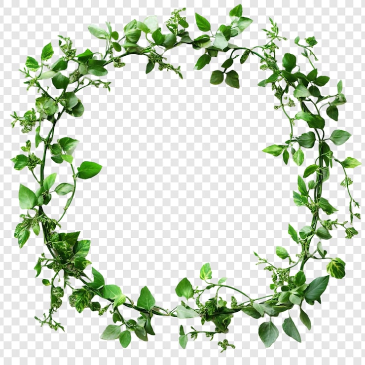 PSD Gratis vibrant green vine wreath a natural frame of lush foliage