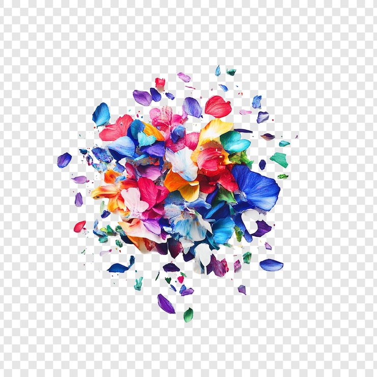 PSD Gratis vibrant rainbow flower petals explosion