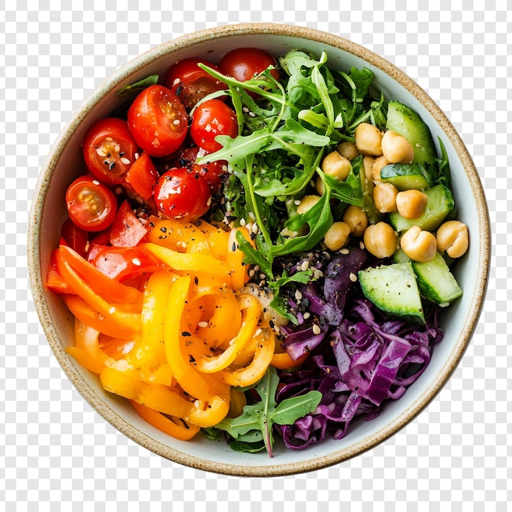 Gratis PSD vibrant rainbow veggie bowl een heerlijke en gezonde maaltijd