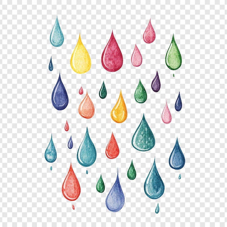 PSD Gratis vibrant watercolor rain drops a colorful cascade