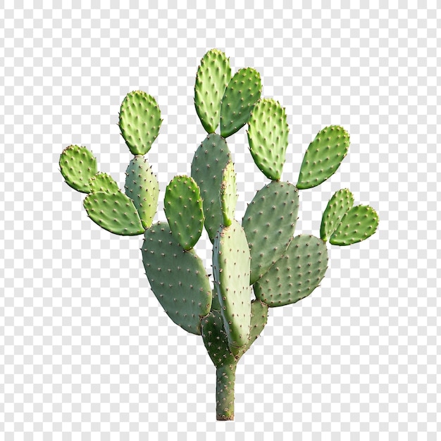 El vibrante cactus de pera espinosa verde aislado sobre un fondo transparente