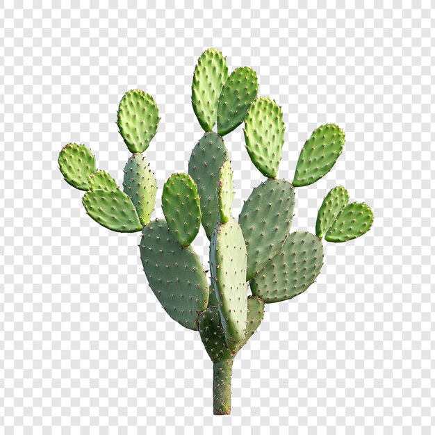 El vibrante cactus de pera espinosa verde aislado sobre un fondo transparente
