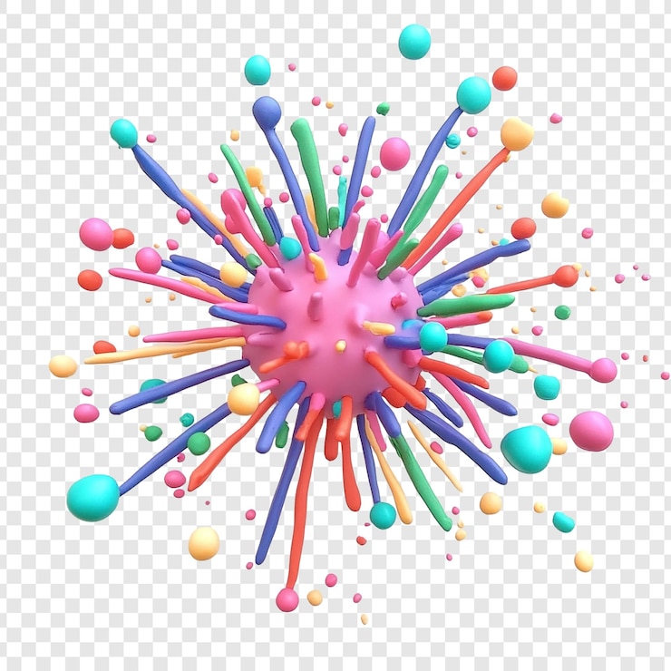 PSD gratuito vibrante esplosione di vernice colorata astratto rendering 3d di uno spruzzo dinamico esplosione artistica multicolore composizione gioiosa ed energetica