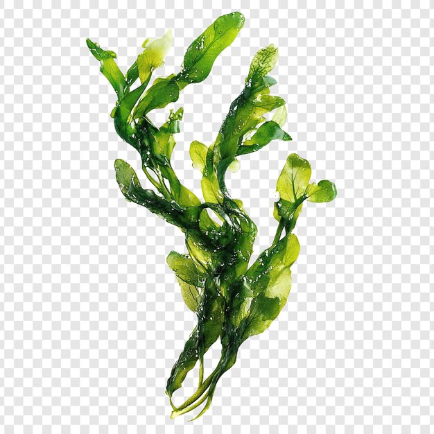 Vibrantes algas verdes bajo el agua