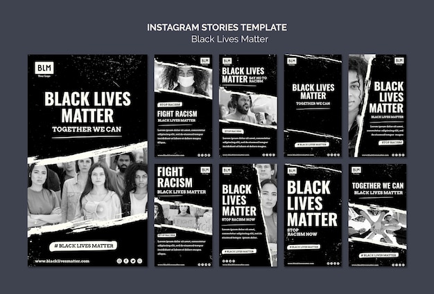 Las vidas negras minimalistas importan las historias de las redes sociales