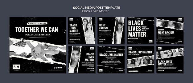 Las vidas negras minimalistas son importantes en las publicaciones de las redes sociales