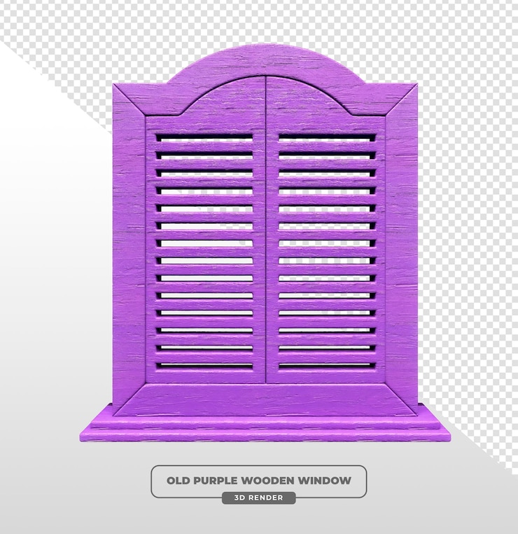 PSD gratuito vieja ventana de madera púrpura en 3d