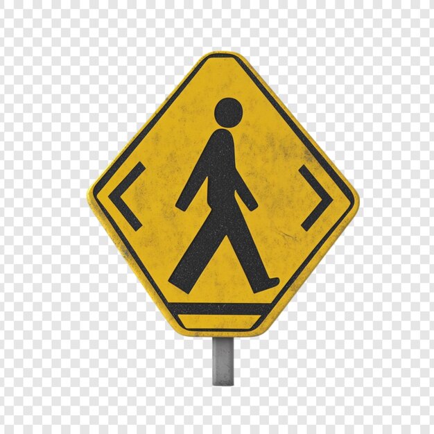 Viejo letrero de advertencia amarillo para cruces peatonales Precaución para la seguridad de los peatones