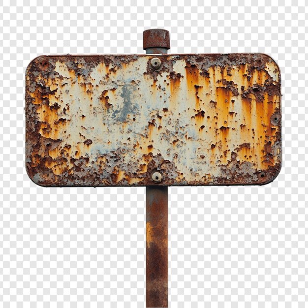 Un viejo letrero oxidado, una reliquia del paso de los tiempos