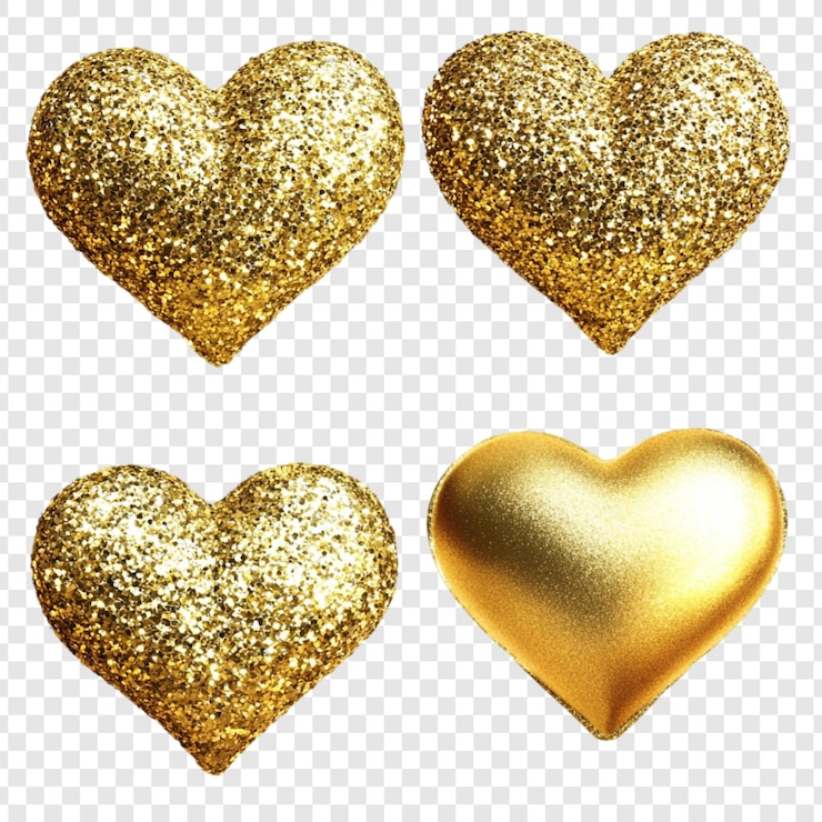 Gratis PSD vier gouden harten een sprankelende verzameling liefdessymbolen