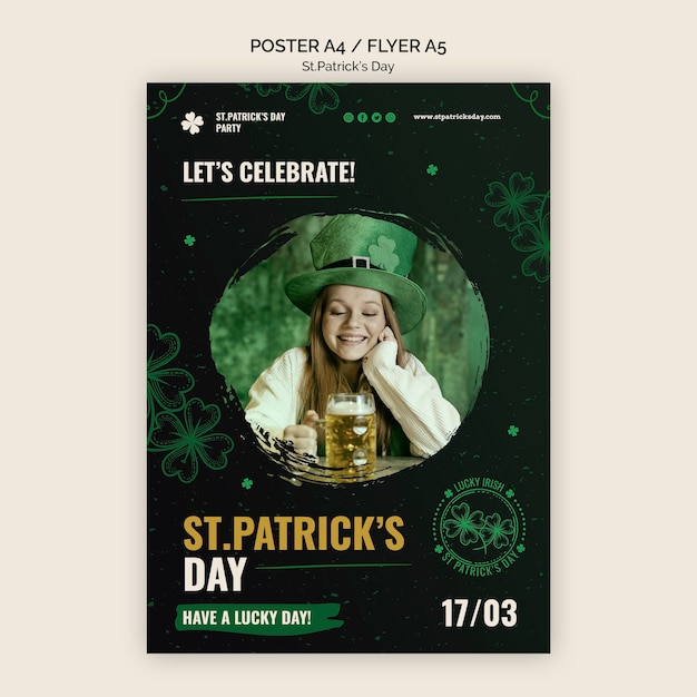 Gratis PSD vier st. patrick's day-poster