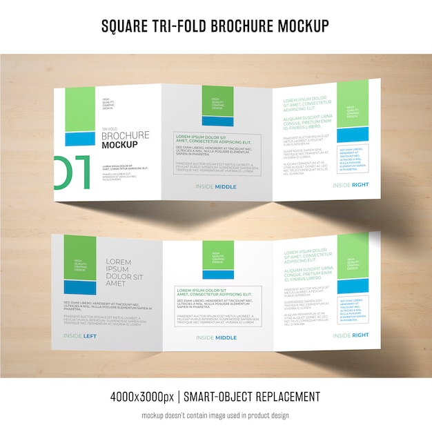 Gratis PSD vierkant gevouwen brochure mockup