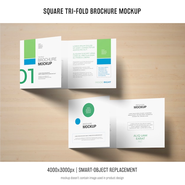 Gratis PSD vierkant gevouwen brochure mockup