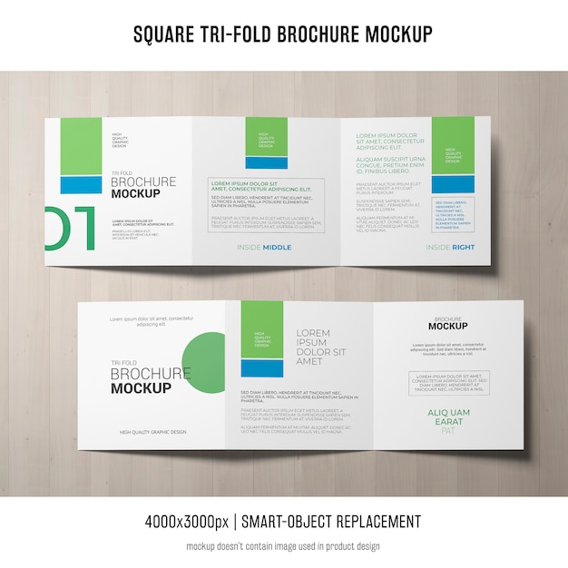 Vierkant gevouwen brochure mockup