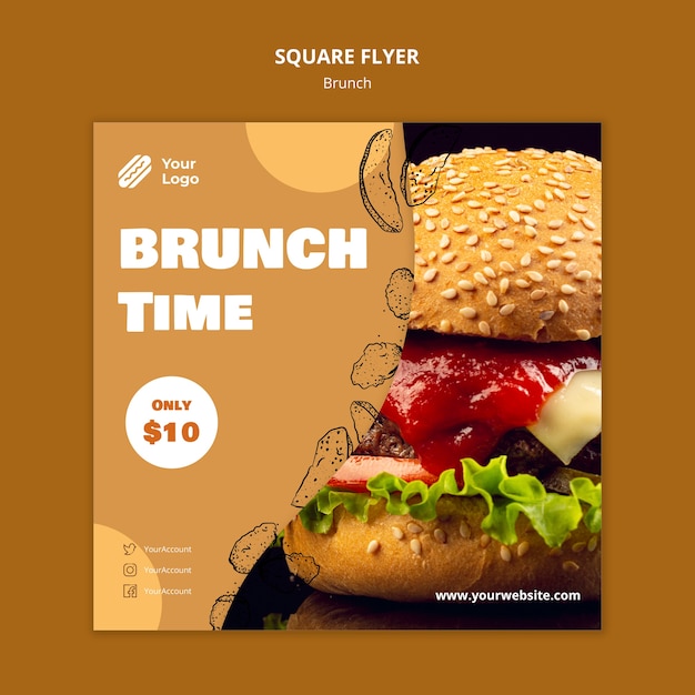 Gratis PSD vierkant sjabloon folder voor brunch