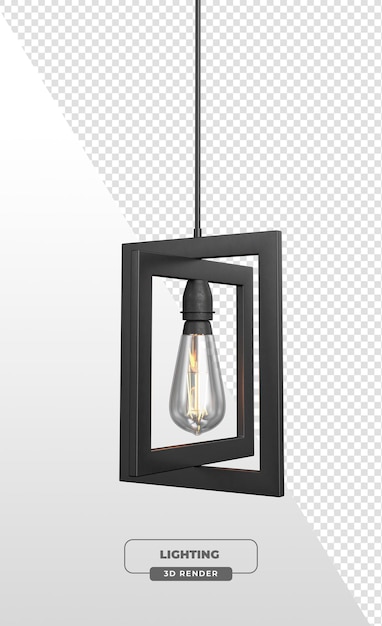 Vierkante frame hanglamp met industriële stijl in 3D-rendering