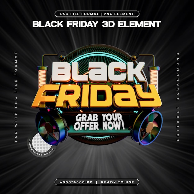 Viernes Negro 3D Elementos Las redes sociales aisladas