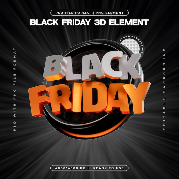 Viernes Negro 3D Elementos Las redes sociales aisladas