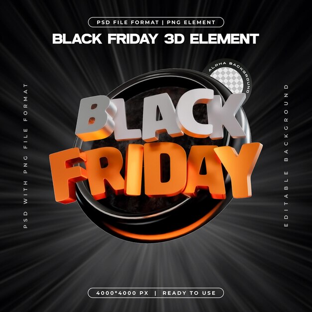 Viernes Negro 3D Elementos Las redes sociales aisladas