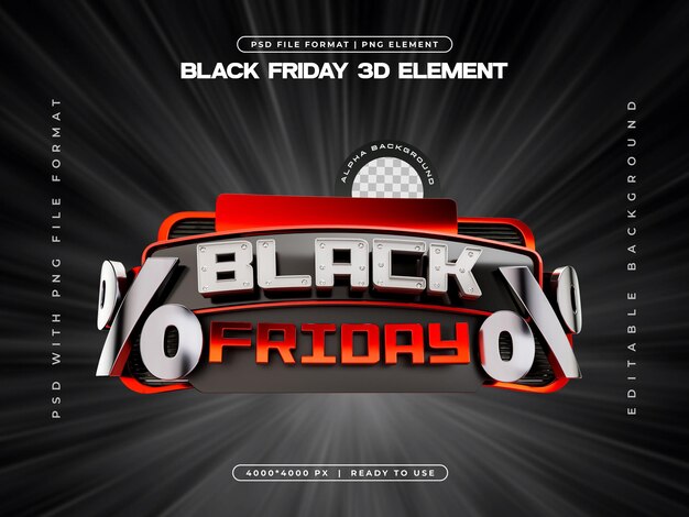 Viernes Negro 3D Elementos Las redes sociales aisladas