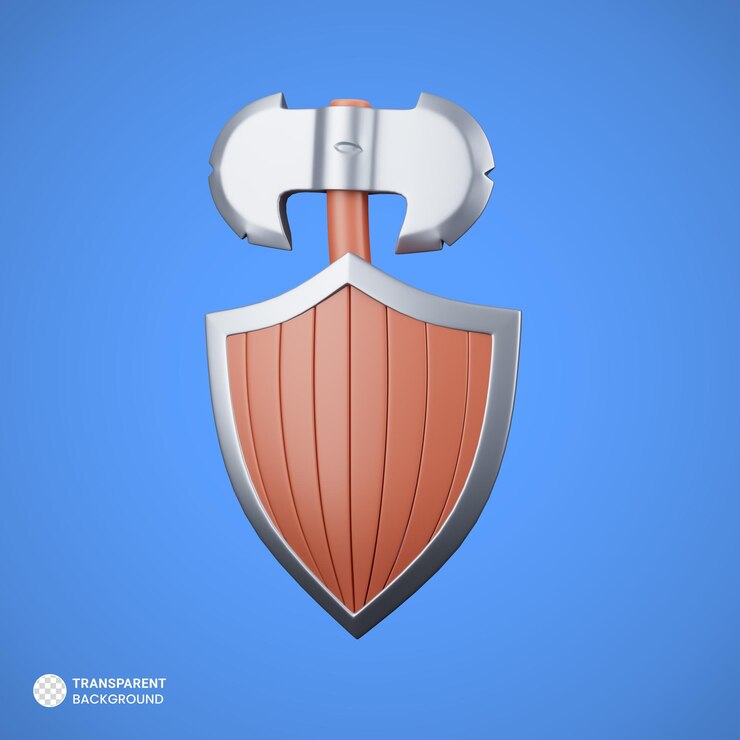 PSD Gratis viking battle ax and shield icon isolated 3d render illustration