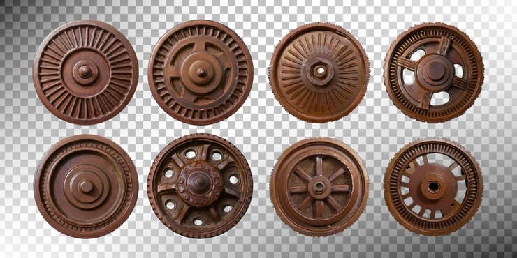 Gratis PSD vintage bronzen wielontwerpen voor industrieel gebruik