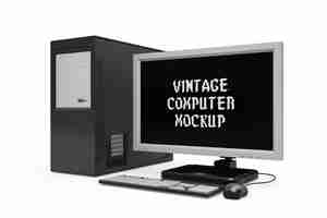 Gratis PSD vintage computer mock-up geïsoleerd