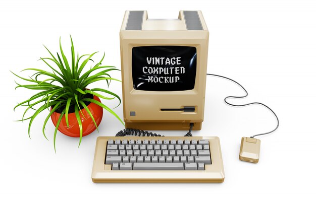 Vintage computer Mock-up geïsoleerd