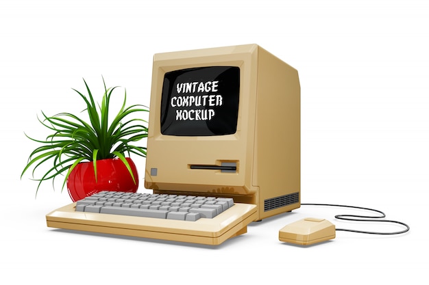 Vintage computer Mock-up geïsoleerd