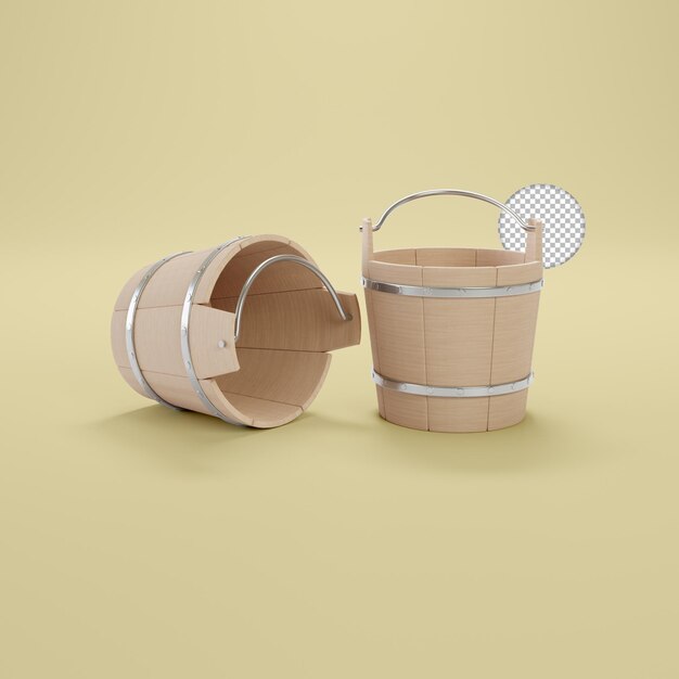 Vintage cubo de madera vacío icono aislado 3d render ilustración
