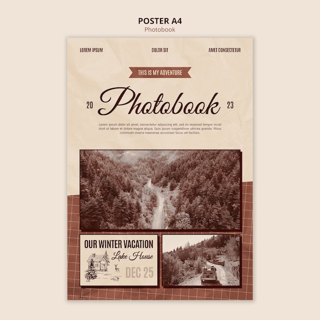 Gratis PSD vintage fotoboek poster sjabloon