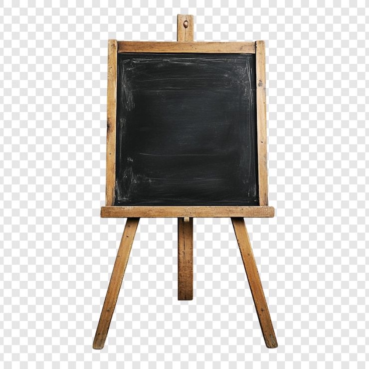 Gratis PSD vintage houten easel met blank chalkboard