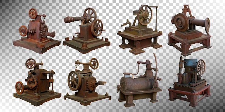 PSD Gratis vintage industrial machines collection