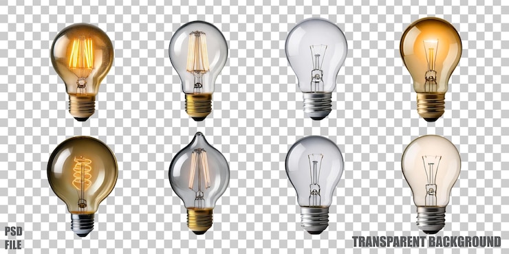 PSD Gratis vintage light bulbs on transparent background