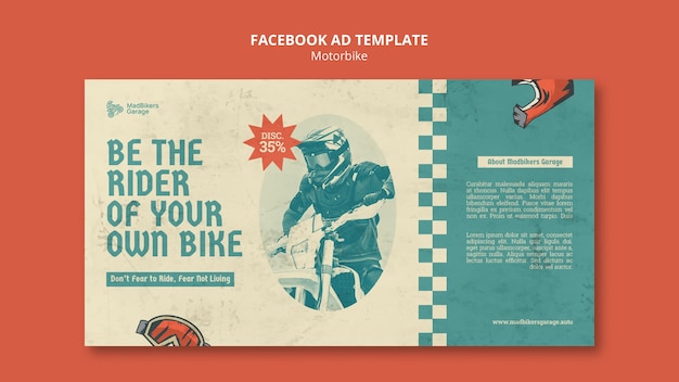 Gratis PSD vintage stijl motor facebook sjabloon