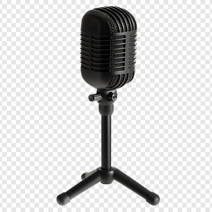 PSD Gratis vintage style black microphone on tripod stand