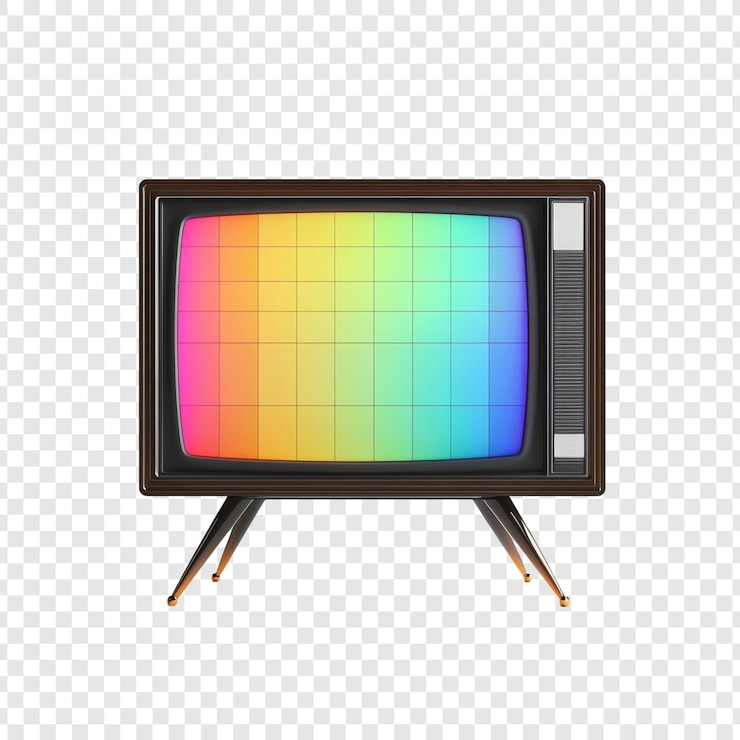 PSD Gratis vintage television with rainbow test pattern