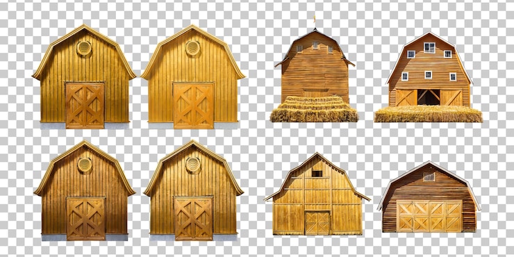 PSD Gratis vintage wooden barns collection