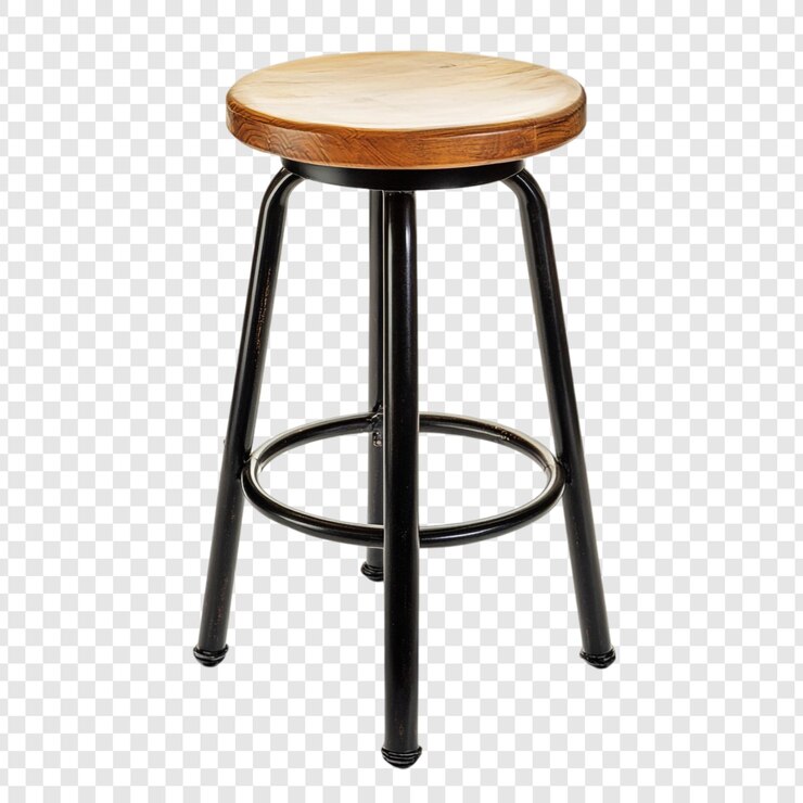 PSD Gratis vintage wooden top metal bar stool industrial style