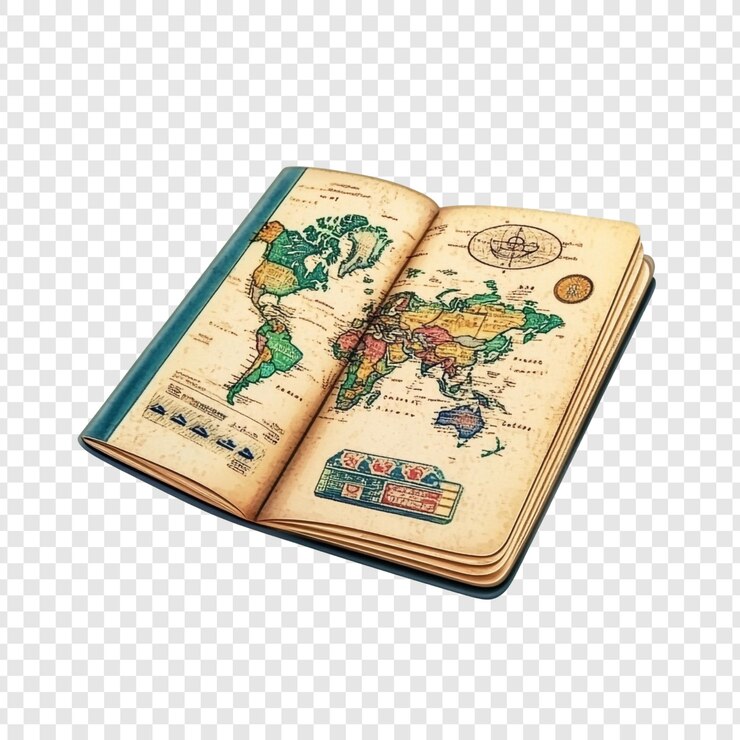Gratis PSD vintage world map book een reis door de tijd