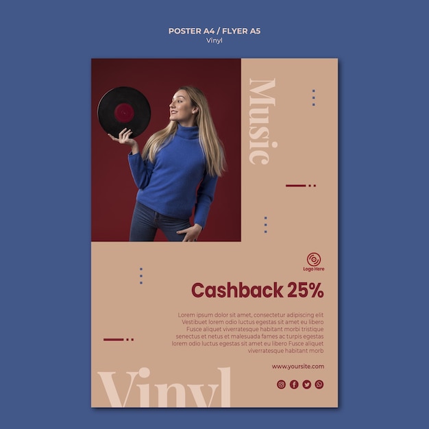 Gratis PSD vinyl cashback flyer-sjabloon