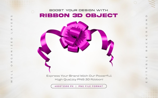 Gratis PSD violet ribbon icon isolated 3d render illustratie