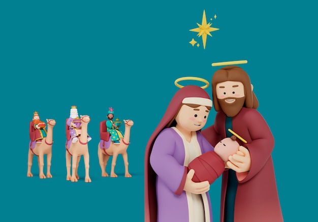 Virgen maría y josé sosteniendo al niño jesús