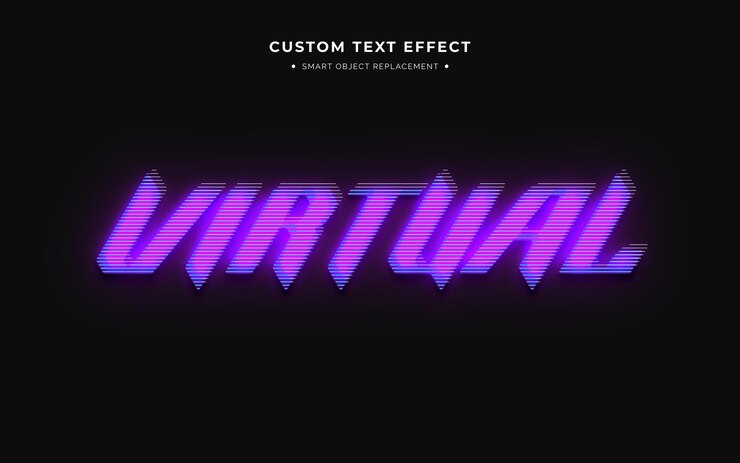 PSD Gratis virtual futuristic 3d text style effect