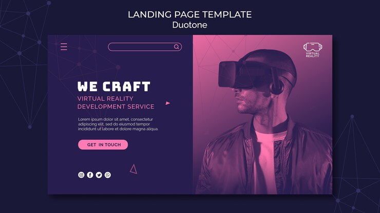 PSD Gratis virtual reality web template in duotone