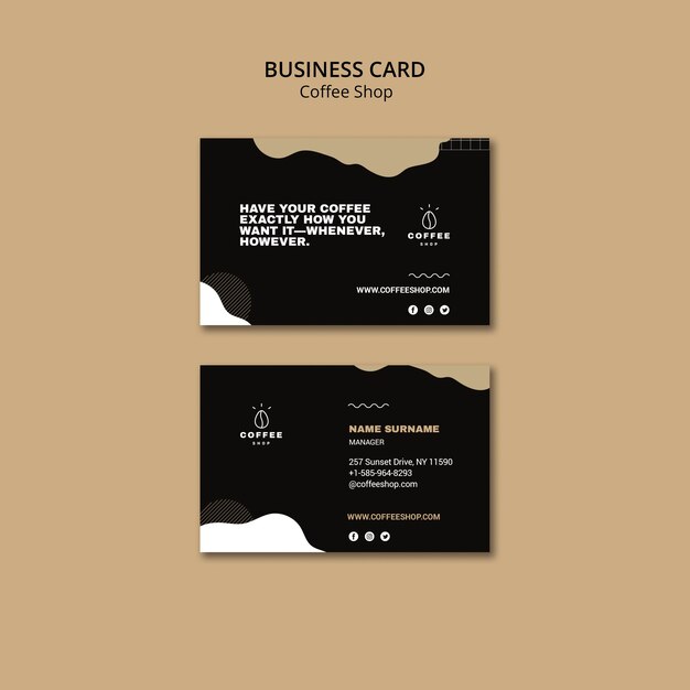Visitekaartje sjabloon concept voor coffeeshop