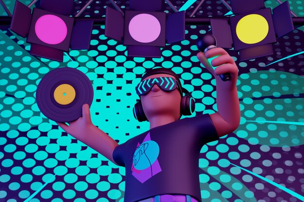 Vista 3D del personaje dj.