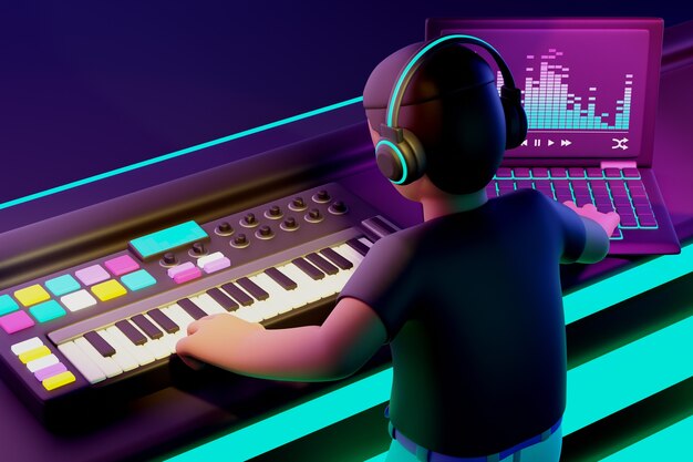Vista 3D del personaje dj.